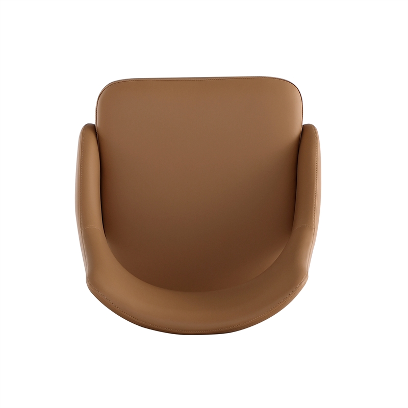 Maklaine Contemporary Saddle Leatherette Dining Chair with Metal Legs