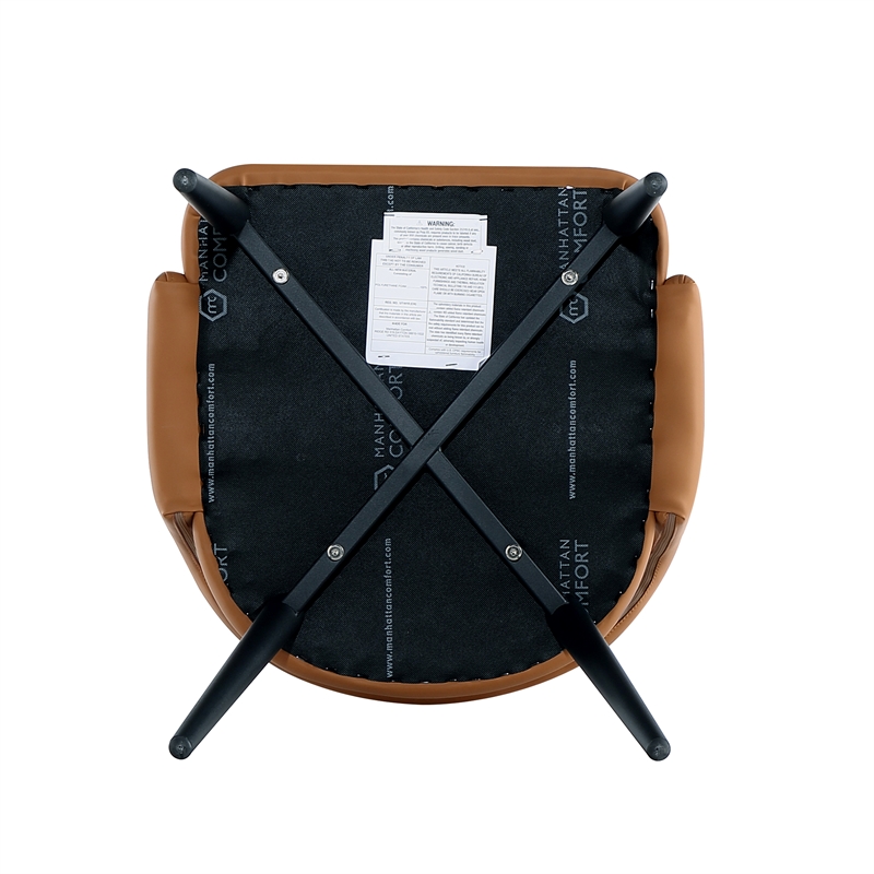Maklaine Contemporary Saddle Leatherette Dining Chair with Metal Legs