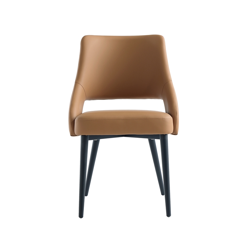 Maklaine Contemporary Saddle Leatherette Dining Chair with Metal Legs