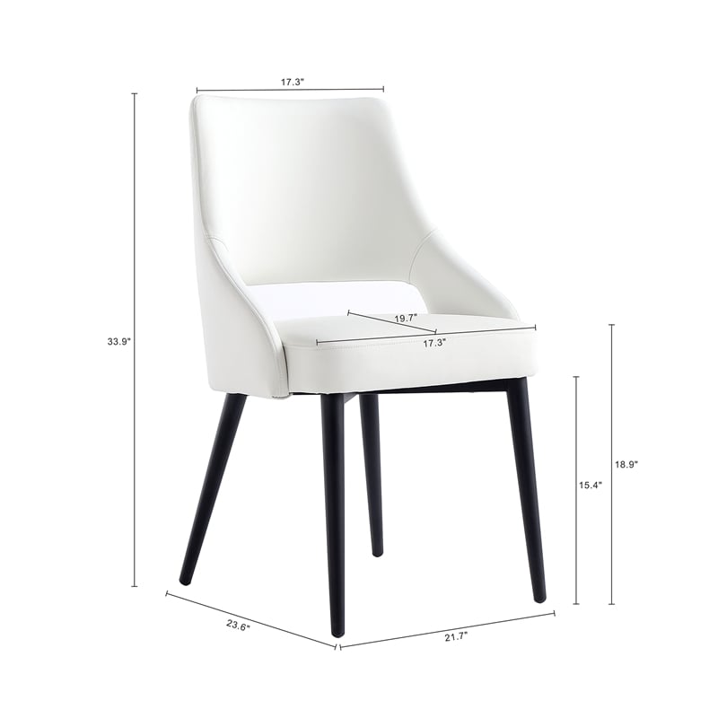 Maklaine Contemporary White Leatherette Dining Chair with Metal Legs
