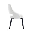 Maklaine Contemporary White Leatherette Dining Chair with Metal Legs
