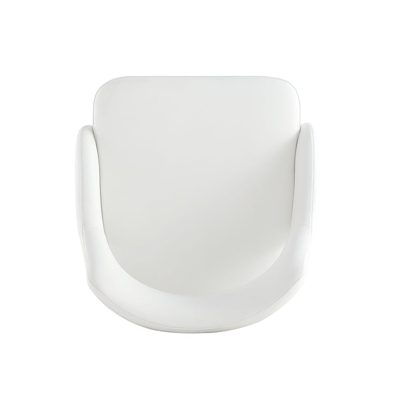 Maklaine Contemporary White Leatherette Dining Chair with Metal Legs