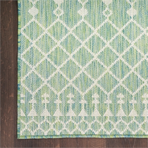 Maklaine Contemporary 7' x 10' Flatweave Textured Fabric Blue Green Area Rug