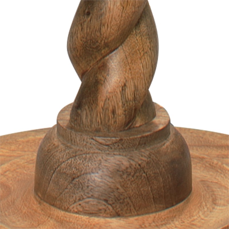 Maklaine Wood & Linen Floor Lamp with Drum Shade in Brown/White