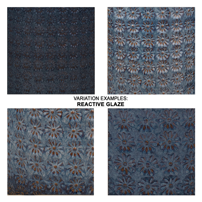 Maklaine Coastal Handmade Ceramic Side Table in Dark Blue/Gray