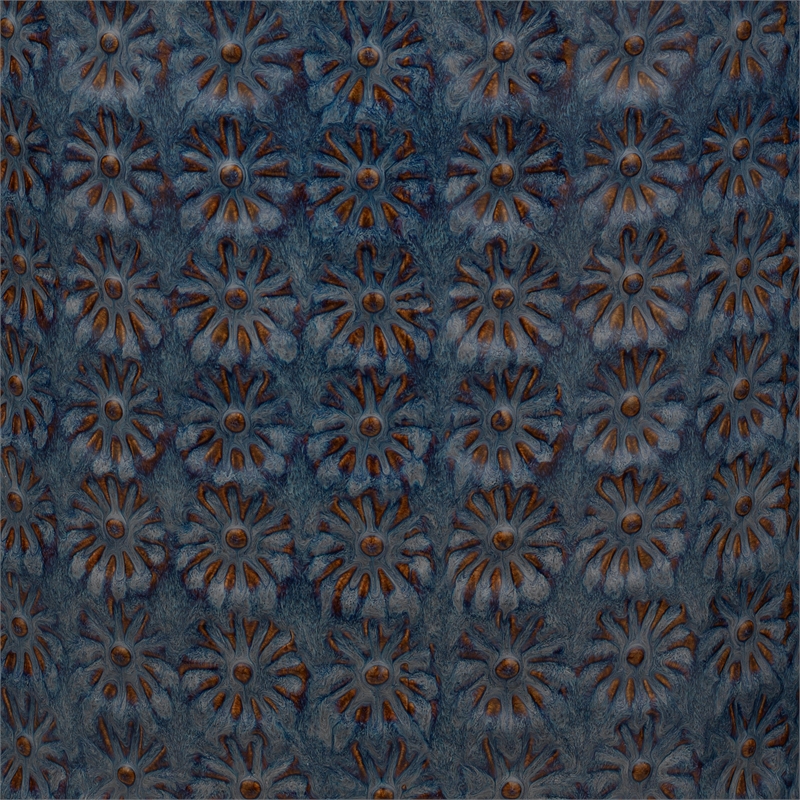 Maklaine Coastal Handmade Ceramic Side Table in Dark Blue/Gray