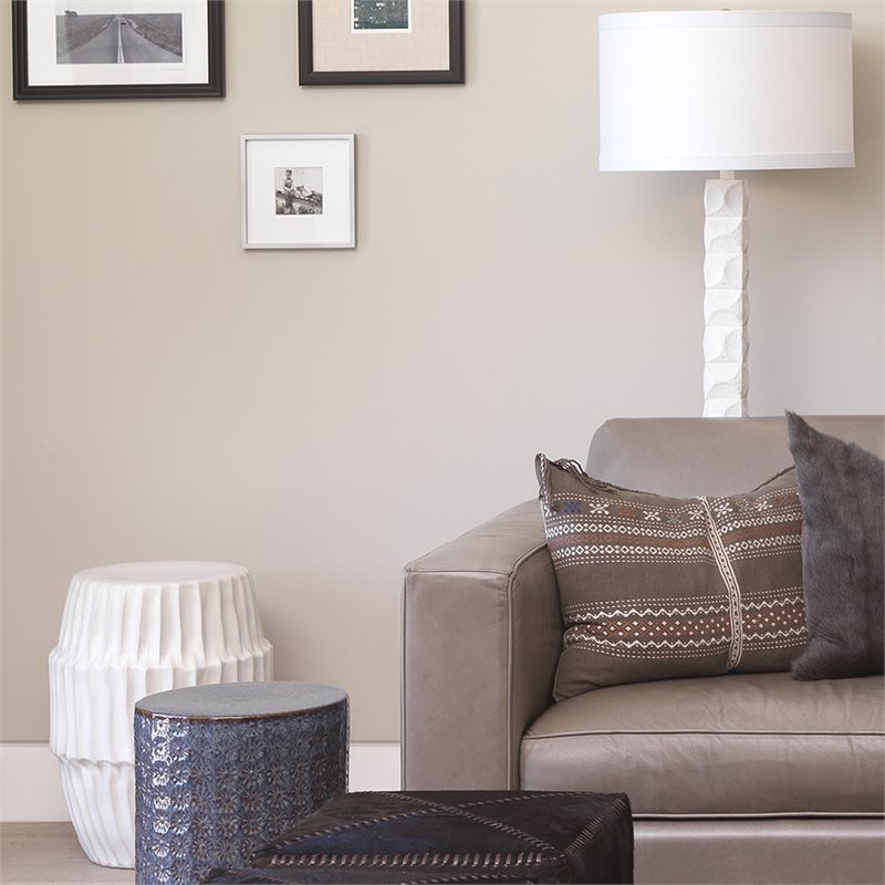 Maklaine Hollow Center Coastal Ceramic Side Table in White Finish