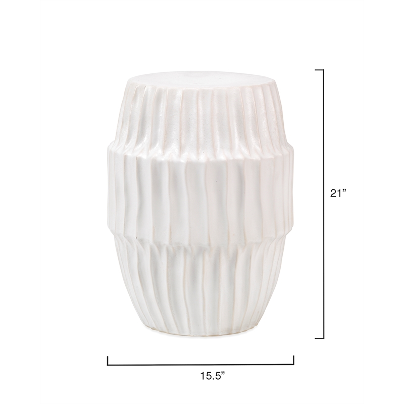 Maklaine Hollow Center Coastal Ceramic Side Table in White Finish