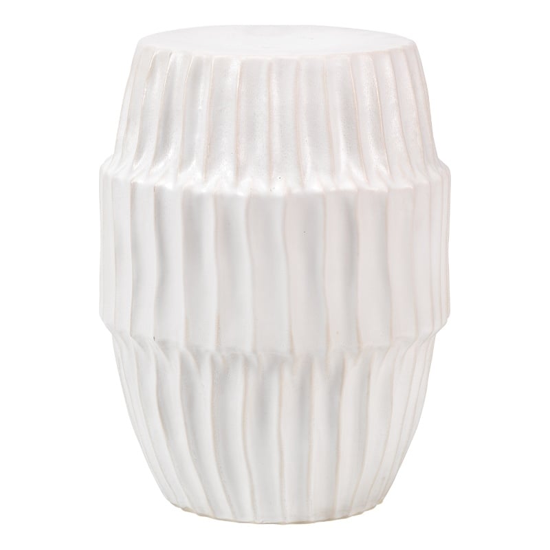 Maklaine Hollow Center Coastal Ceramic Side Table in White Finish