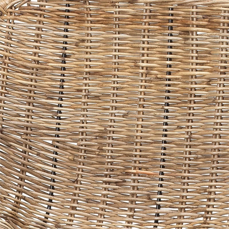 Maklaine Transitional Metal/Rattan Counter Stool in Black/Natural