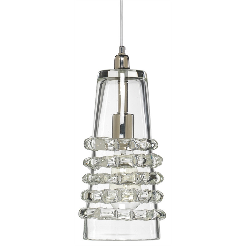 Maklaine Long Ribbon Modern Thick Glass Pendant in Clear Finish