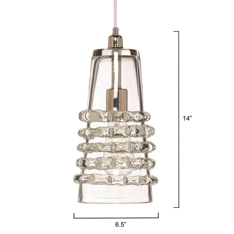 Maklaine Long Ribbon Modern Thick Glass Pendant in Clear Finish