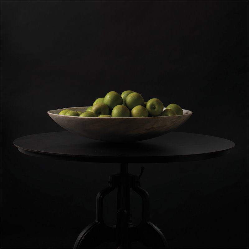 Maklaine Extra Large Contemporary Marble Bowl in White Finish