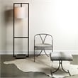 Maklaine Transitional Leather & Iron Chair in Gray/Black Finish