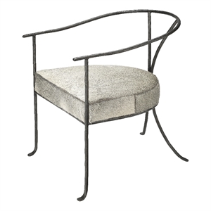 Maklaine Transitional Leather & Iron Chair in Gray/Black Finish