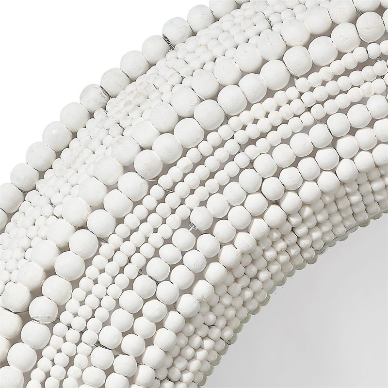 Maklaine Wall Mounted Strand Wood Beaded Round Mirror in White