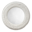 Maklaine Wall Mounted Strand Wood Beaded Round Mirror in White