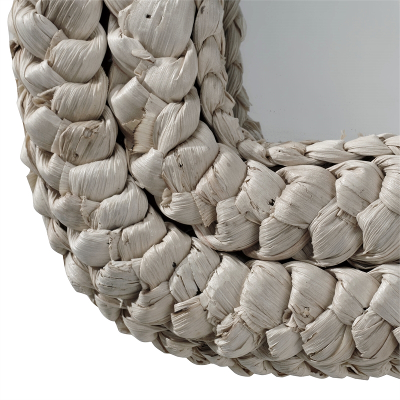 Maklaine Wall Mounted Hand-woven Natural Corngrass Braided Frame Mirror