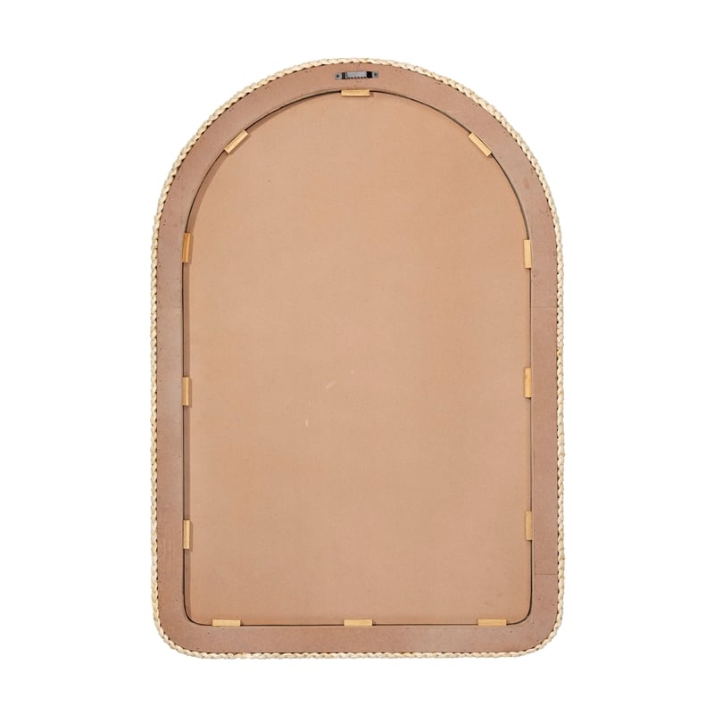 Maklaine Wall Mounted Hand-woven Natural Corngrass Braided Frame Mirror
