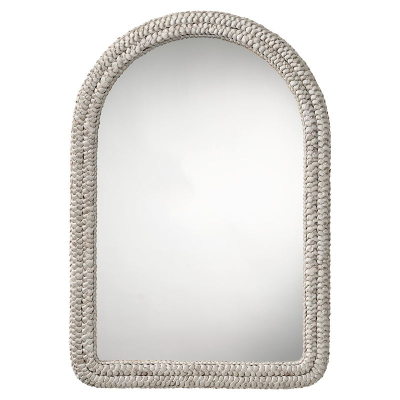 Maklaine Wall Mounted Hand-woven Natural Corngrass Braided Frame Mirror