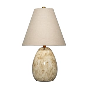 Maklaine Raindrop Ceramic Table Lamp with Linen Shade Off White