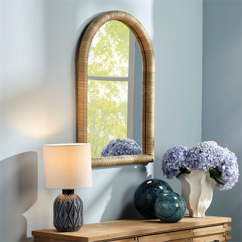 Maklaine Wall Mounted Hand-woven Natural Seagrass Arch Mirror