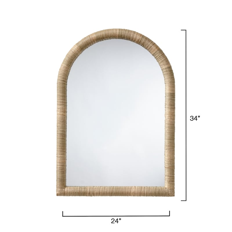 Maklaine Wall Mounted Hand-woven Natural Seagrass Arch Mirror