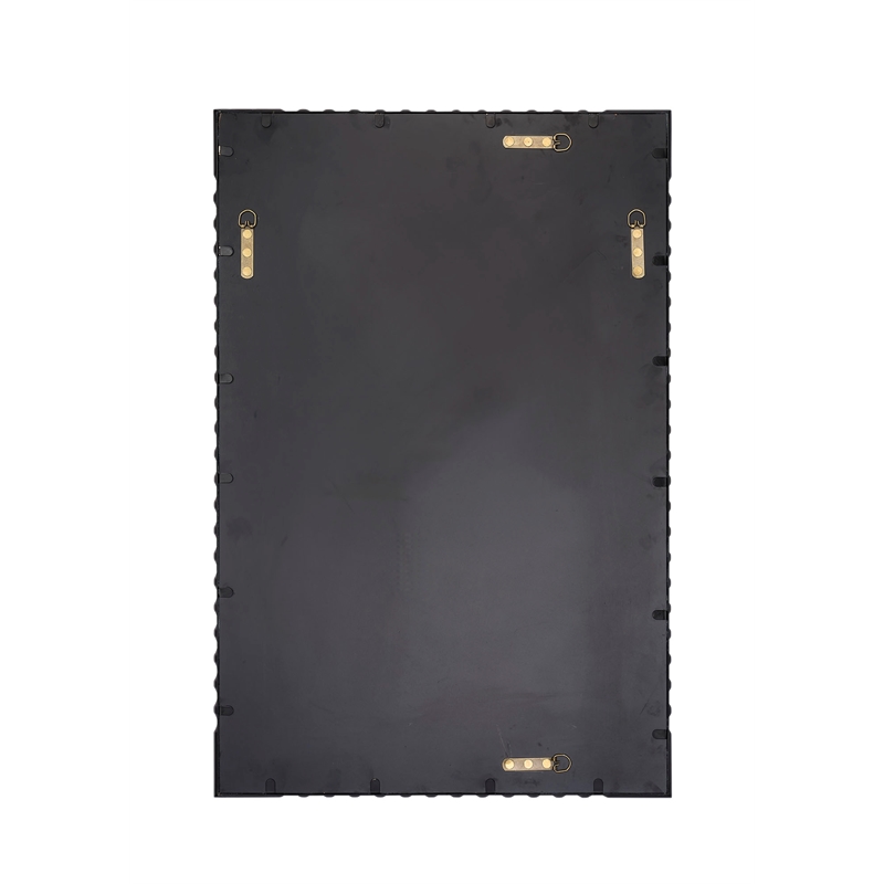 Maklaine Wall Mounted Hand-forged Iron Beaded Spindle Frame Mirror in Black