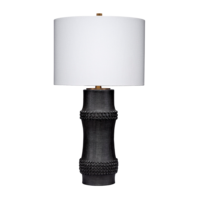 Maklaine Rail Handmade Polyresin Table Lamp with Linen Shade Black