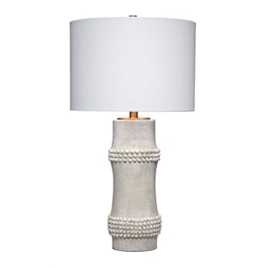 Maklaine Rail Handmade Polyresin Table Lamp with Linen Shade White