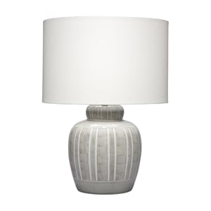 Maklaine Handmade Ceramic Table Lamp with Cream Linen Drum Shade