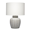 Maklaine Handmade Ceramic Table Lamp with Cream Linen Drum Shade