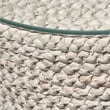 Maklaine Hand-braided Corn Husk and Tempered Glass Top Side Table in Natural