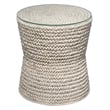 Maklaine Hand-braided Corn Husk and Tempered Glass Top Side Table in Natural