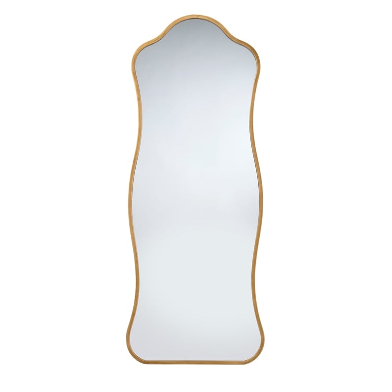 Maklaine Hand-forged Iron Floor Mirror in Antique Brass Finish