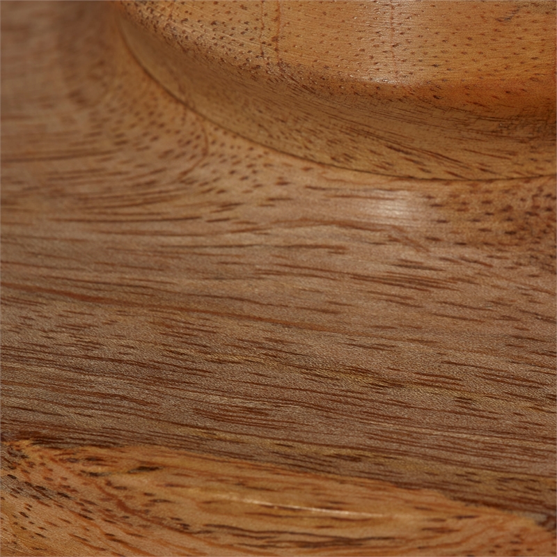 Maklaine Hand-Carved Mango Wood Table Lamp in Natural with Linen Shade