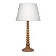 Maklaine Hand-Carved Mango Wood Table Lamp in Natural with Linen Shade