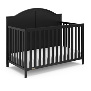 Maklaine Traditional Engineered Wood 5-in-1 Convertible Crib - Black