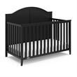Maklaine Traditional Engineered Wood 5-in-1 Convertible Crib - Black