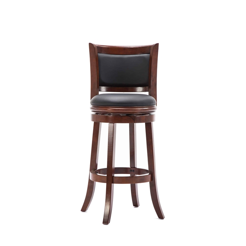 Maklaine Contemporary Rubberwood Frame Bar Height Swivel Bar Stool - Cherry