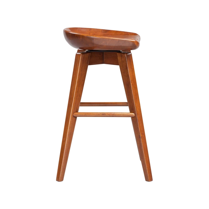 Maklaine Wood Counter Height Swivel Counter Stool in Walnut Finish