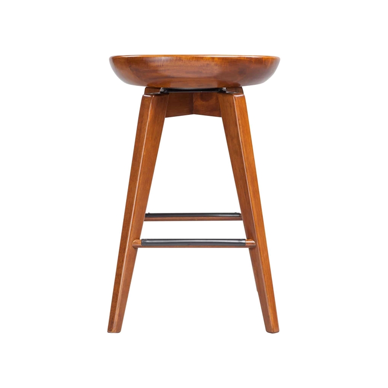 Maklaine Wood Counter Height Swivel Counter Stool in Walnut Finish