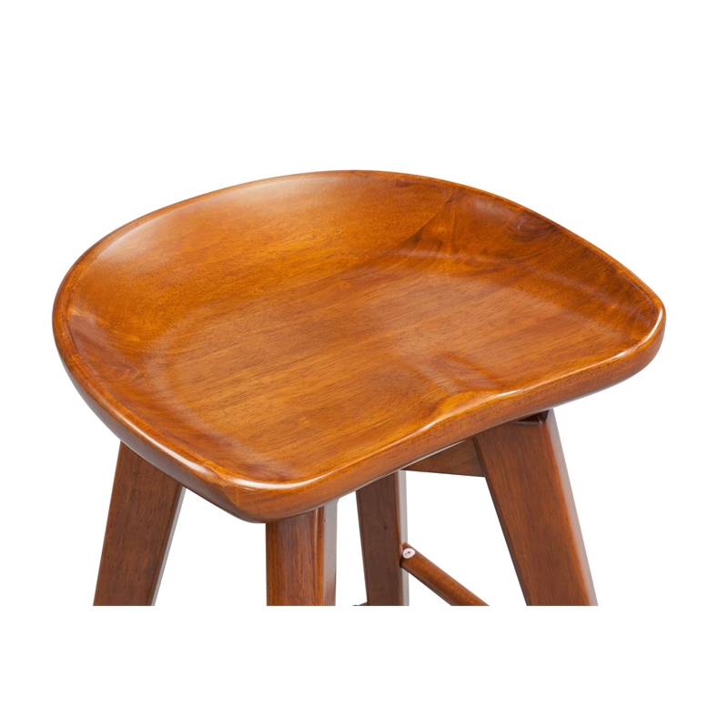 Maklaine Wood Counter Height Swivel Counter Stool in Walnut Finish