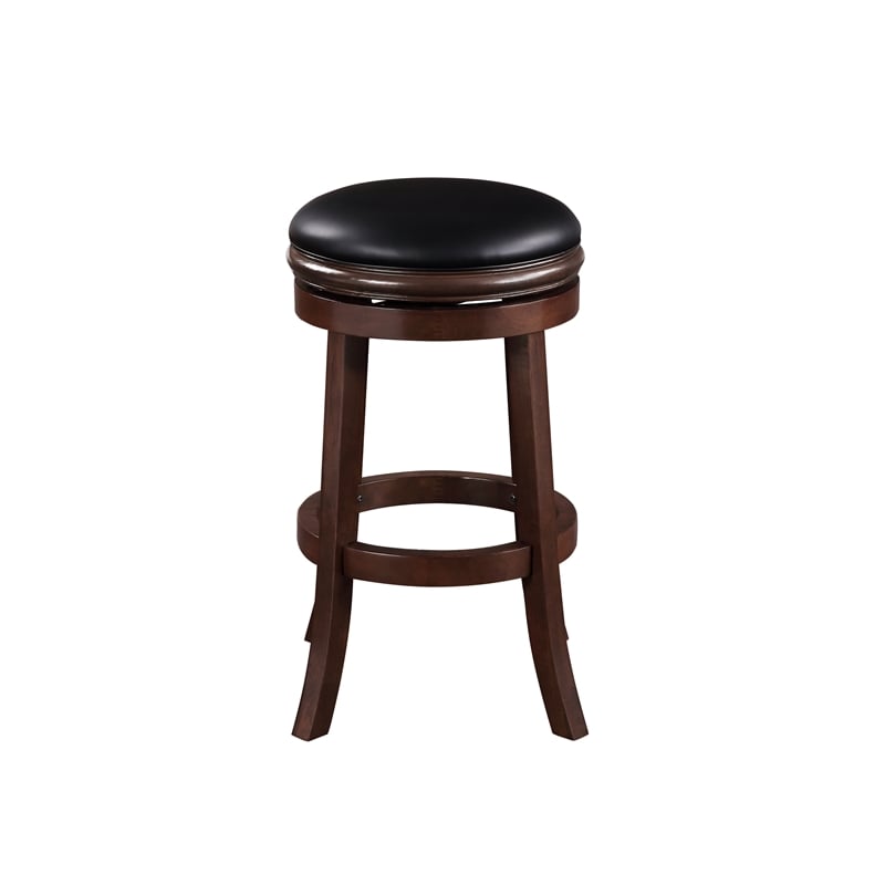 Maklaine Contemporary Wood Swivel Bar Height Stool in Cappuccino Finish