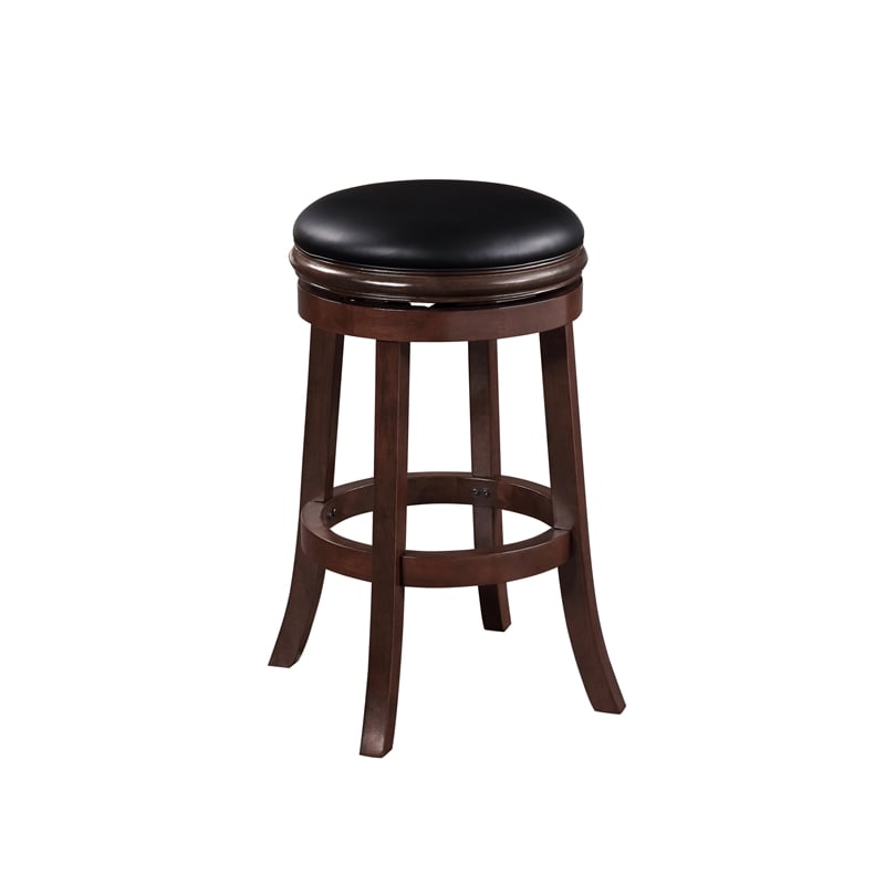 Maklaine Contemporary Wood Swivel Bar Height Stool in Cappuccino Finish