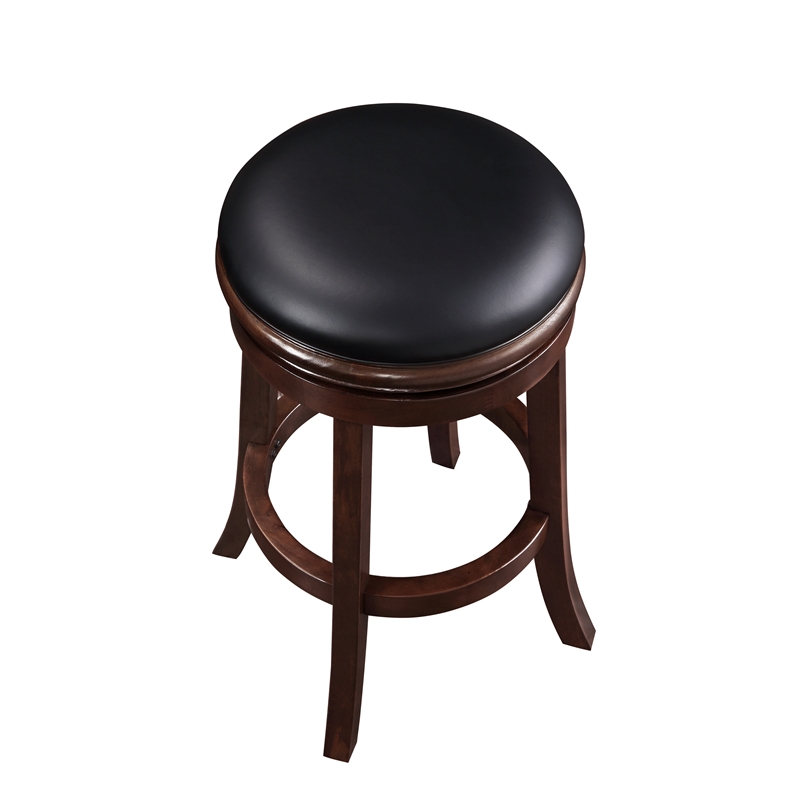 Maklaine Contemporary Wood Swivel Bar Height Stool in Cappuccino Finish