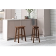 Maklaine Contemporary Wood Saddle Barstool in Chestnut Wire-Brush Finish