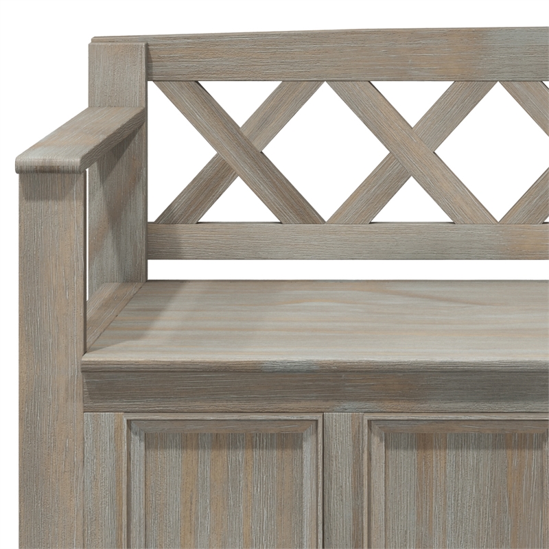 Maklaine 48 inch Wide Solid Wood Transitional Entryway Bench in Distressed Gray