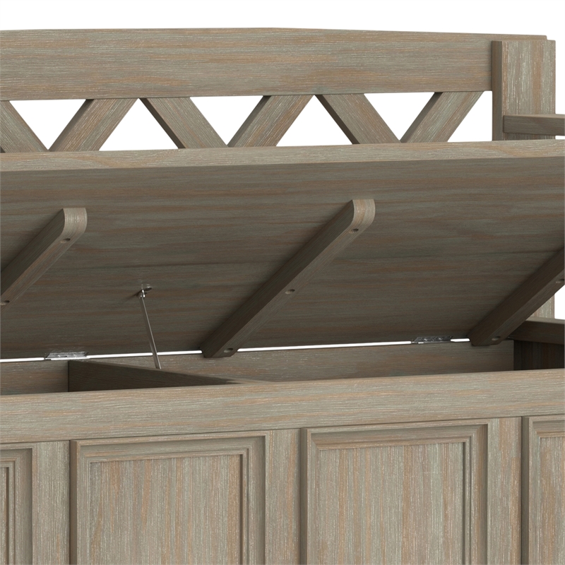 Maklaine 48 inch Wide Solid Wood Transitional Entryway Bench in Distressed Gray