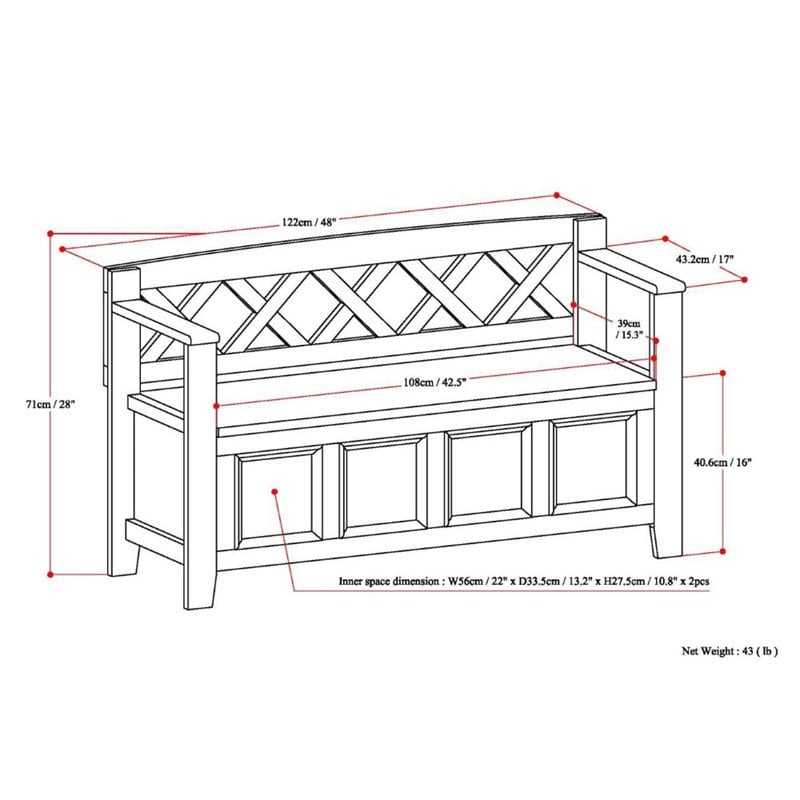 Maklaine 48 inch Wide Solid Wood Transitional Entryway Bench in Distressed Gray